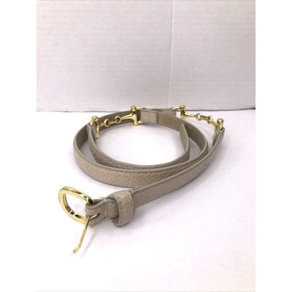 Vtg 90's Another Line Inc Women's Leather Skinny Belt Snake Embossed Beige 33-36 - Picture 4 of 10